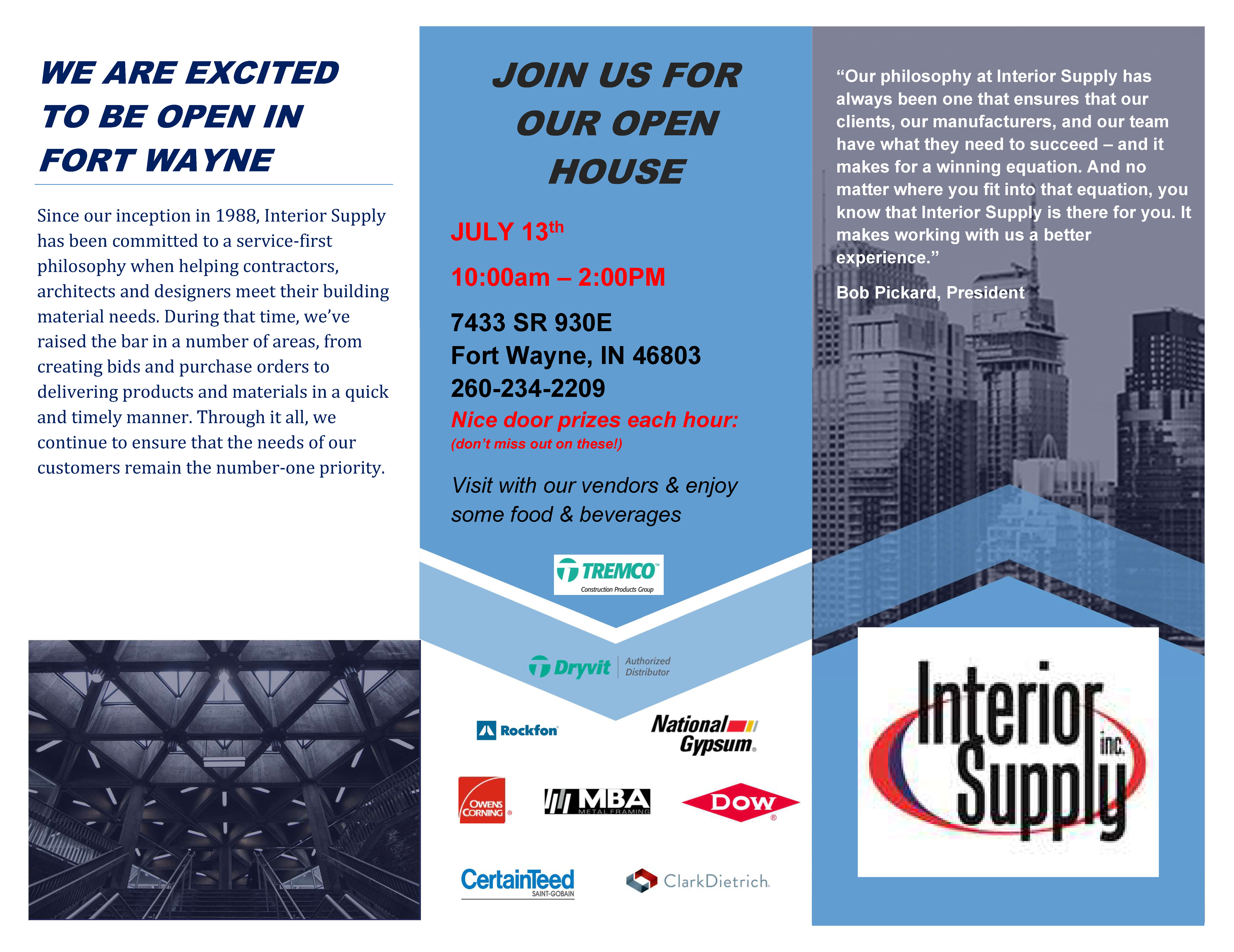 Interior Supply Open House Flyer